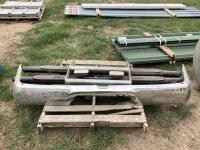 PALLET OF TRUCK PARTS W/ REAR BUMPER, SIDE STEPS & FRONT BUMPER GUARD