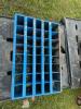 Blue steel bolt bin and contents