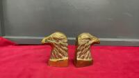 BRASS EAGLE HEAD BOOKENDS