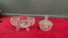 (2) CRYSTAL PIECES- SMALL 4-LEGGED CANDY DISH & SMALL COVERED CANDY/TRINKET DISH