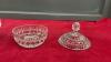 (2) CRYSTAL PIECES- SMALL 4-LEGGED CANDY DISH & SMALL COVERED CANDY/TRINKET DISH - 3