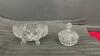 (2) CRYSTAL PIECES- SMALL 4-LEGGED CANDY DISH & SMALL COVERED CANDY/TRINKET DISH - 4