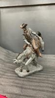 RESIN COWBOY ON BUCKING HORSE
