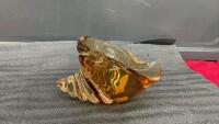 VINTAGE SHELL SHAPED HEAVY GLASS DECOR PIECE
