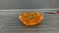 SMALL VINTAGE HEAVY GLASS DECOR PIECE - ORANGE