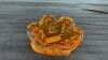 SMALL VINTAGE HEAVY GLASS DECOR PIECE - ORANGE - 2