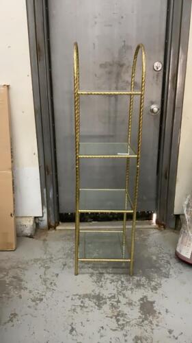 BRASS SHELF W/ GLASS SHELVING