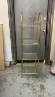 BRASS SHELF W/ GLASS SHELVING