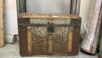 ANTIQUE DOMED WOOD TRUNK