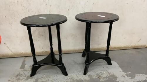 (2) SIDE TABLES/PLANT STANDS THAT MATCH BUT HAVE DIFFERENT COLORED TOPS
