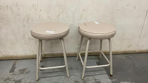 (2) VINYL COVERED STOOLS - METAL FRAMES