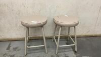 (2) VINYL COVERED STOOLS - METAL FRAMES