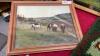 (2) HORSE PICTURES - ONE HAS A CLOCK AND A LATCH HOOK RUG - 3