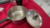 BOX OF MISC KITCHEN ITEMS - SIEVES, GLASS MIXING BOWLS, IMMERSION BLENDER, THERMOS - 2