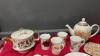 FLAT W/ CHINA DISHWARE - TEA CUPS & SAUCERS, TEAPOTS, CREAM & SUGAR, SALT & PEPPER - 5