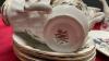 FLAT W/ CHINA DISHWARE - TEA CUPS & SAUCERS, TEAPOTS, CREAM & SUGAR, SALT & PEPPER - 7