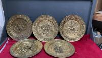 COLLECTION OF (5) VINTAGE BRASS DECORATIVE WALL PLATES