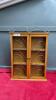 SMALL WOD CURIO. SHELF W/ METAL SCROLL WORK ON DOORS