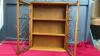 SMALL WOD CURIO. SHELF W/ METAL SCROLL WORK ON DOORS - 3