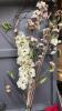 BOX OF DECOR ITEMS - FAKE FLOWERS, WROUGHT IRON CANDLE HOLDER, METAL MATCH HOLDER, MVINTAGE JAR LIFTER, AVON COLOGNE BOTTLES - 5