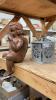 WOOD CARVED CHERUB & METAL OUTDOOR CANDLE HOLDER - 2