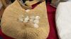 GOOD LIDDED TOTE W/ LAMP SHADE, WETSKINS RAIN SUITS, PILLOW SHAMS, HANGARS, VEHICLE WIDSHIELD COVER, BEACH TOTE - 3