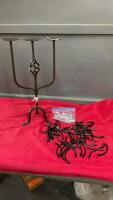 BLACK CABINET HARDWARE & WROUGHT IRON CANDLE HOLDER