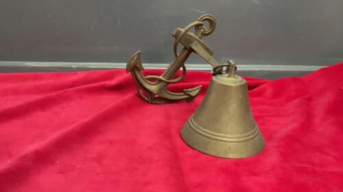 BRASS BELL W/ &ldquo;ANCHOR&rdquo; MOUNTING BRACKET