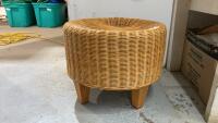 WICKER OTTOMAN W/ WOOD & BAMBOO FRAME