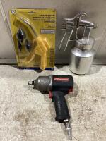 SHOP BOX W/ AIR BLOW GUN SET, INGERSOLL RAND PNEUMATIC 1/2" DRIVE & CHIA CHUNG AIR PAINT GUN