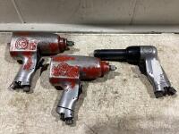 SHOP BOX OF CHICAGO PNEUMATIC TOOLS W/ (2) 1/2" IMPACT WRENCH & (1) ZIP-GUN