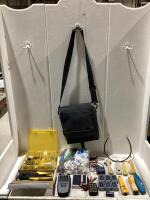 SHOP BOX OF ELETRICAL COMPONENTS & TOOLS