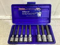 WESTWARD 10 PIECE-1/2" DRIVE EXTRA LONG HEX BIT SOCKET SET (INCOMPLETE)