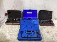 SHOP BOX W/ (3) UNIVERSAL BACK DIAL INDICATOR & DIAL BORE GAUGE (INCOMPLETE)