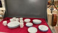 MILK CRATE W/ CORELLE DISHES
