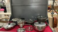 BOX OF STAINLESS & NON-STICK COOKWARE