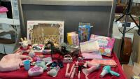 BOX OF TOYS - PARTIAL LEGO & CRAFT KITS, GIRLS PURSES & BEAUTY TOOLS,