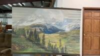 CANVAS MOUNTAIN SCENE MURAL W/ FAITH SAYING