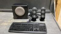 DAEWOO COMPUTER KEYBOARD AND LOGITECH COMPUTER SPEAKERS