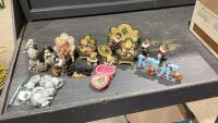 BOX OF BEAR FIGURINES AND FURNITURE, MINIATURE TEA SET,