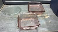 PINK GLASS CAKE PANS - ANCHOR HOCKING
