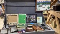 ASSORTMENT OF PHOTO ALBUMS AND PITCURE FRAMES, WITH A WILDLIFE PAINTING