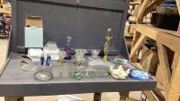 BOX OF ASSORTED CANDLE HOLDERS