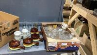 (2) BOXES WITH ASSORTED MUGS AND GLASSWARE