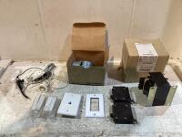 SHOP BOX W/ ELETRICAL PARTS & INDUSTRIAL OPEN-STYLE CONTROLLER TRANSFORMER
