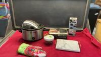 BRAVETTI SLOW COOKER, APPLE PARER/SLICER, SLAP CHOP, TRIVET ETC
