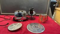 SUNBEAM TOASTER, FLOUR SIFTER, GRATER, CANNER RACK