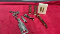 BRASS &ldquo;RAILROAD SPIKE&rdquo; BOTTLE OPENER, VINTAGE SALT & PEPPER SHAKERS, AND OTHER BOTTLE OPENERS