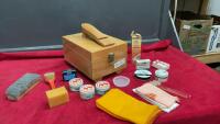 VINTAGE SHOE SHINE BOX W/ A FEW SUPPLIES