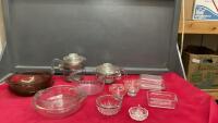 VINTAGE GLASSWARE - STOVE TOP COFFEE PERKS, BUTTER DISHES, PIE PLATES